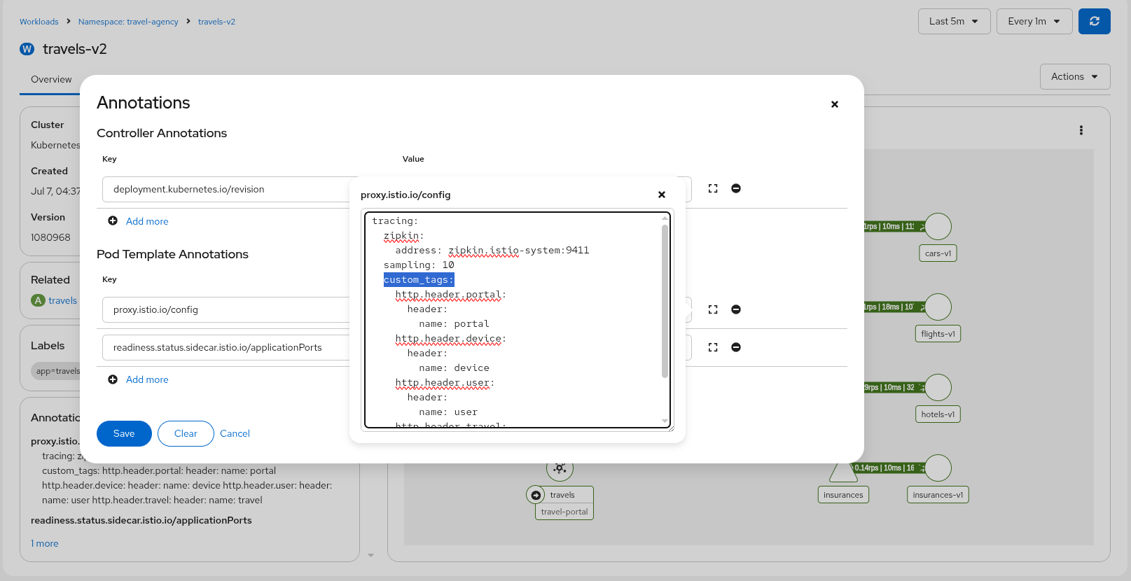 Istio Config annotations